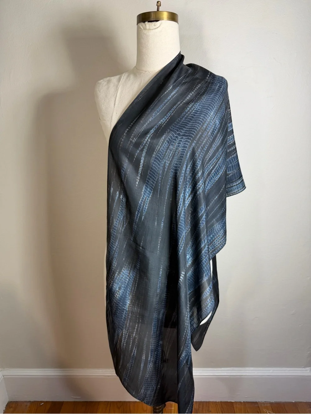 Artist made Batik Snake Skin Pattern Silk Scarf